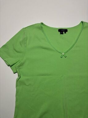 CHAPS LIME GREEN SHORT SLEEVE COTTON V-NECK T-SHIRT